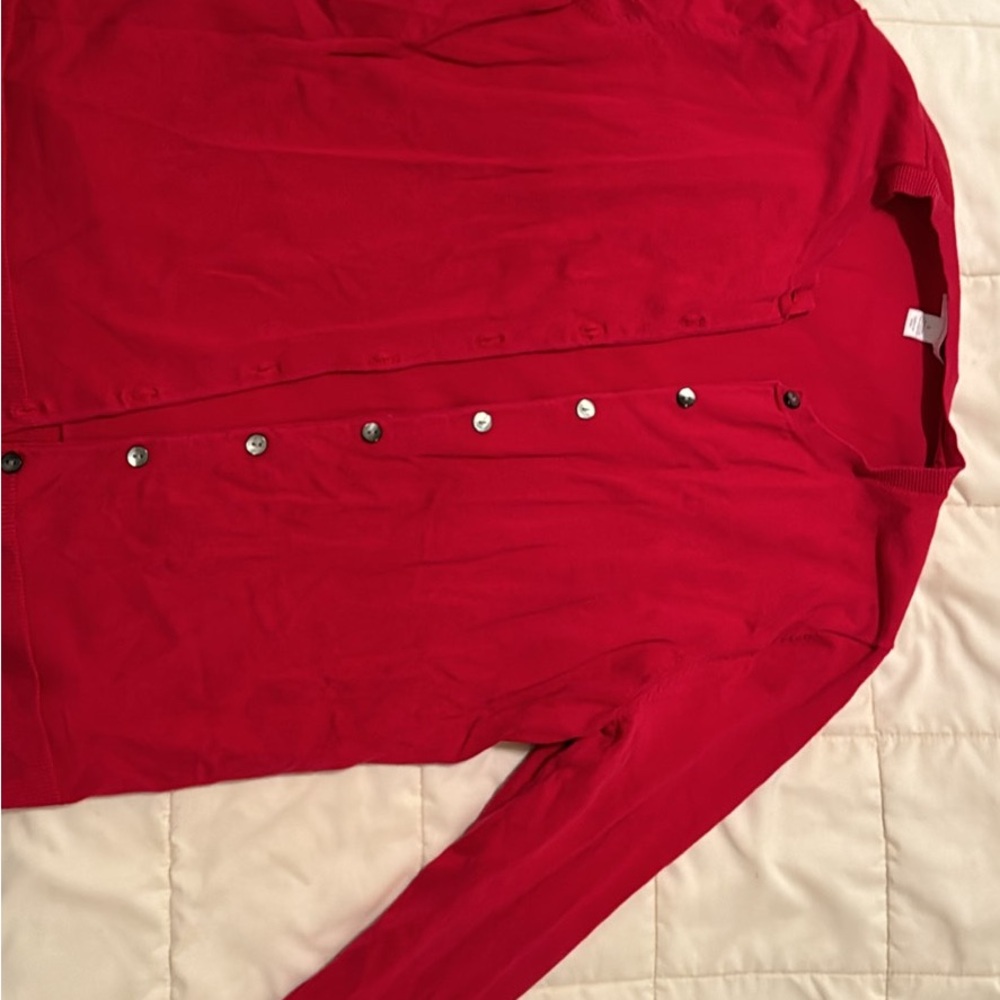 Vibrant Red Button-Up Cardigan